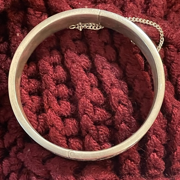 Vintage Engraved Sterling Bangle Bracelet - Picture 4 of 10